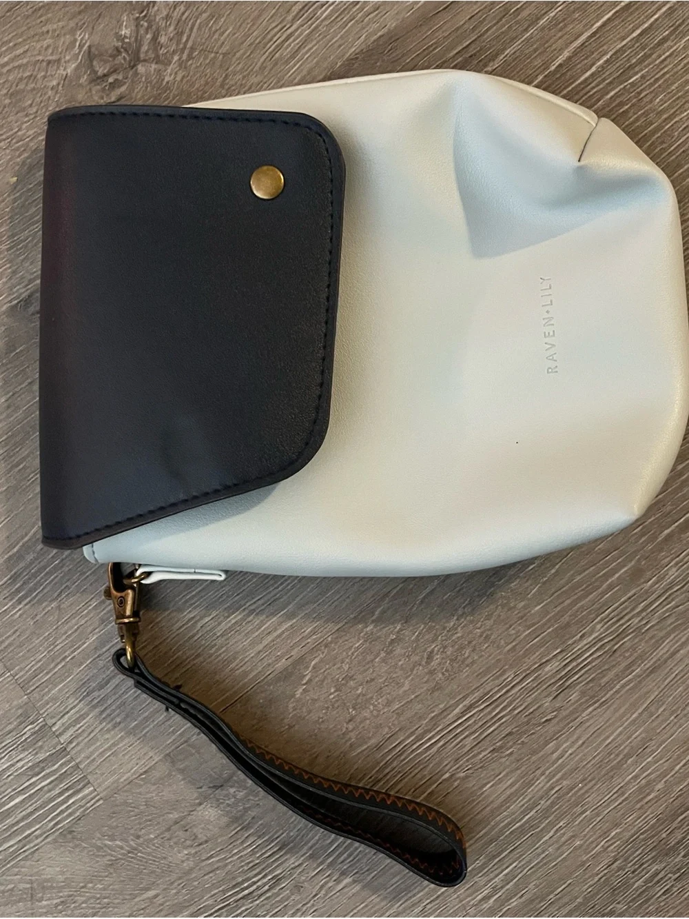 Raven + Lily Two-Tone Faux Leather Wristlet - Navy & Powder blue